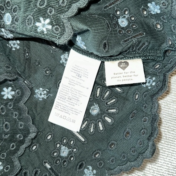 NWT Madewell Embroidered Eyelet Corduroy Tie-Sleeve Top - Picture 12 of 15